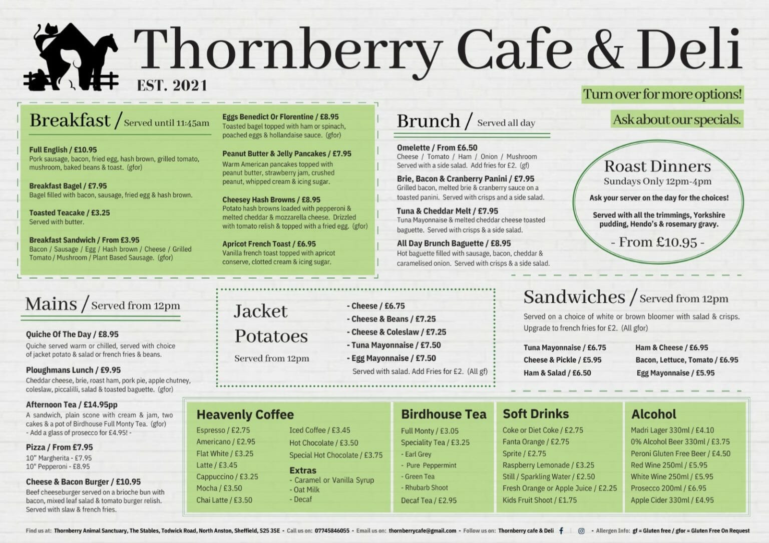 Thornberry Animal Sanctuary Cafe | View our Cafe & Deli Menu